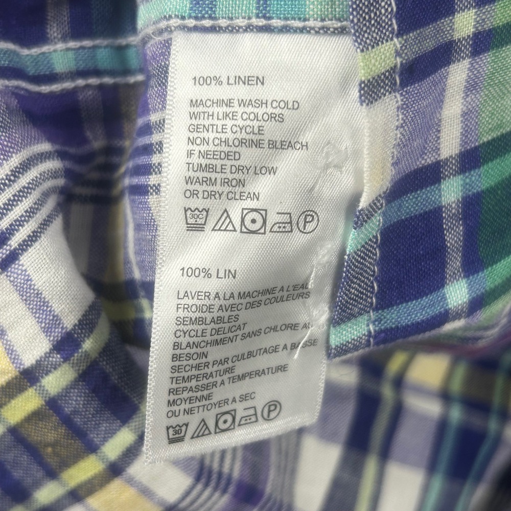 Tommy Bahama Mens 100% Linen 3XL Plaid Button Front Shirt Blue Purple ST324715 - Picture 5 of 7